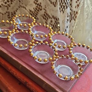 Vintage Gold Tone Candlewick 1950's Salt Cellars Set Of 8